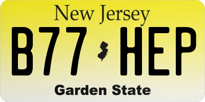 NJ license plate B77HEP