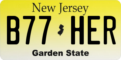NJ license plate B77HER