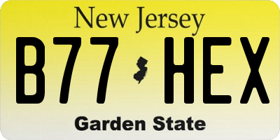 NJ license plate B77HEX