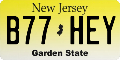 NJ license plate B77HEY