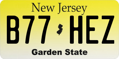 NJ license plate B77HEZ
