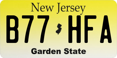 NJ license plate B77HFA