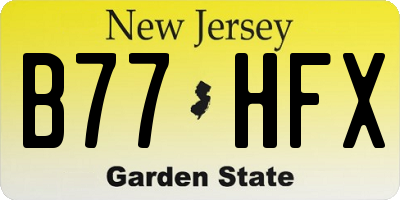NJ license plate B77HFX