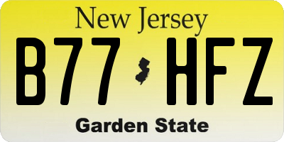 NJ license plate B77HFZ
