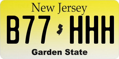 NJ license plate B77HHH