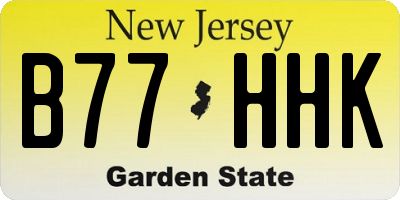 NJ license plate B77HHK