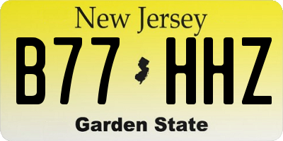 NJ license plate B77HHZ