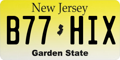 NJ license plate B77HIX