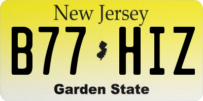 NJ license plate B77HIZ