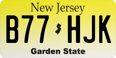 NJ license plate B77HJK