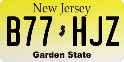 NJ license plate B77HJZ