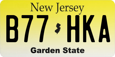 NJ license plate B77HKA