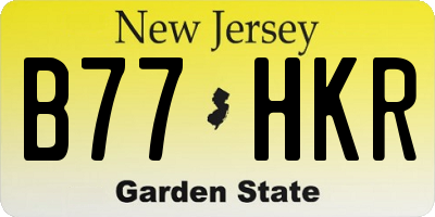 NJ license plate B77HKR
