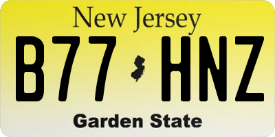 NJ license plate B77HNZ