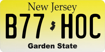 NJ license plate B77HOC