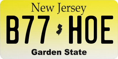 NJ license plate B77HOE