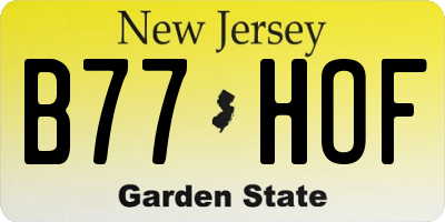 NJ license plate B77HOF