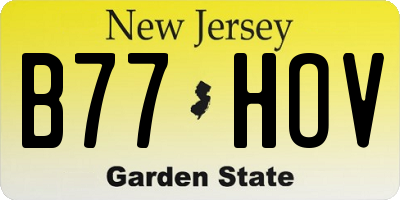 NJ license plate B77HOV