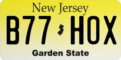 NJ license plate B77HOX
