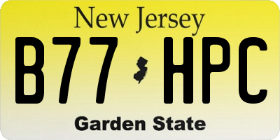 NJ license plate B77HPC