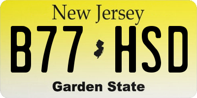 NJ license plate B77HSD