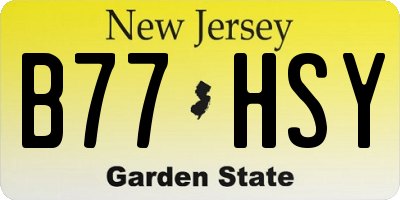 NJ license plate B77HSY