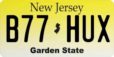 NJ license plate B77HUX