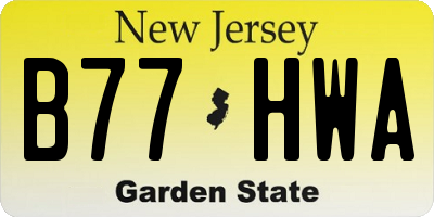 NJ license plate B77HWA