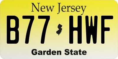NJ license plate B77HWF