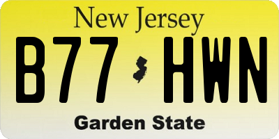 NJ license plate B77HWN