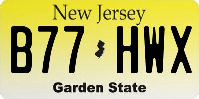 NJ license plate B77HWX