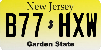 NJ license plate B77HXW