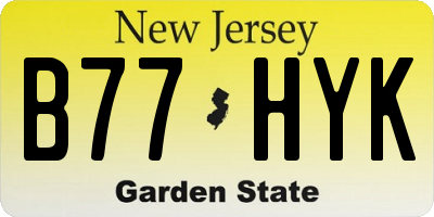 NJ license plate B77HYK