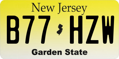 NJ license plate B77HZW