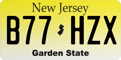 NJ license plate B77HZX