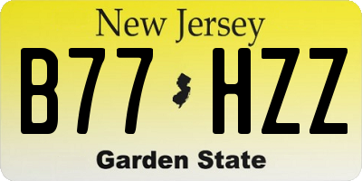 NJ license plate B77HZZ