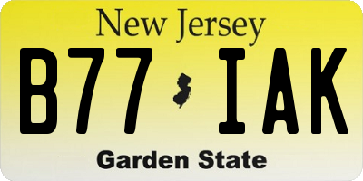 NJ license plate B77IAK