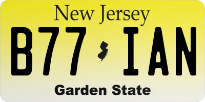 NJ license plate B77IAN