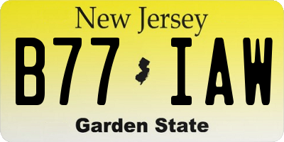 NJ license plate B77IAW