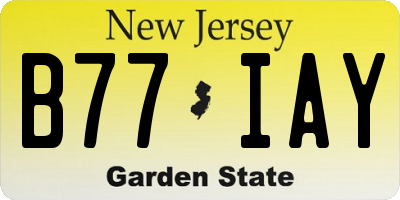 NJ license plate B77IAY