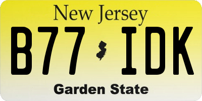 NJ license plate B77IDK