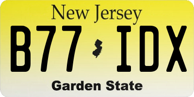 NJ license plate B77IDX