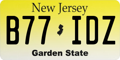 NJ license plate B77IDZ