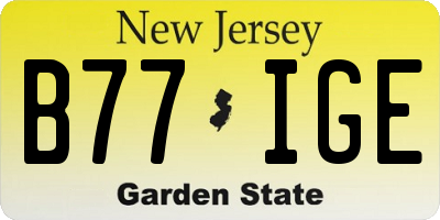 NJ license plate B77IGE