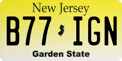 NJ license plate B77IGN