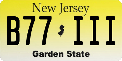 NJ license plate B77III