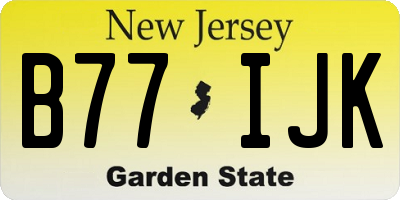 NJ license plate B77IJK