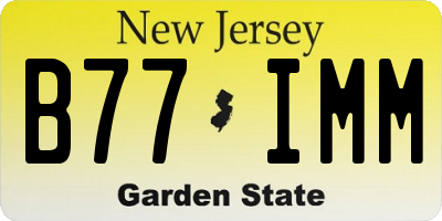 NJ license plate B77IMM