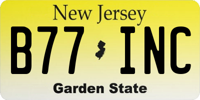 NJ license plate B77INC