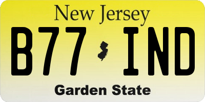 NJ license plate B77IND